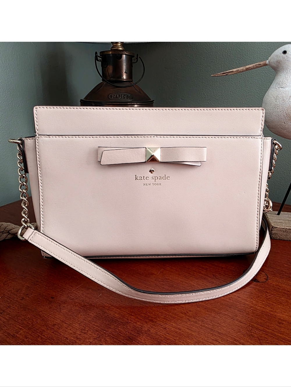 Kate Spade WKRU3225 Hancock Park Bow Crossbody Blush Pink Leather Bag